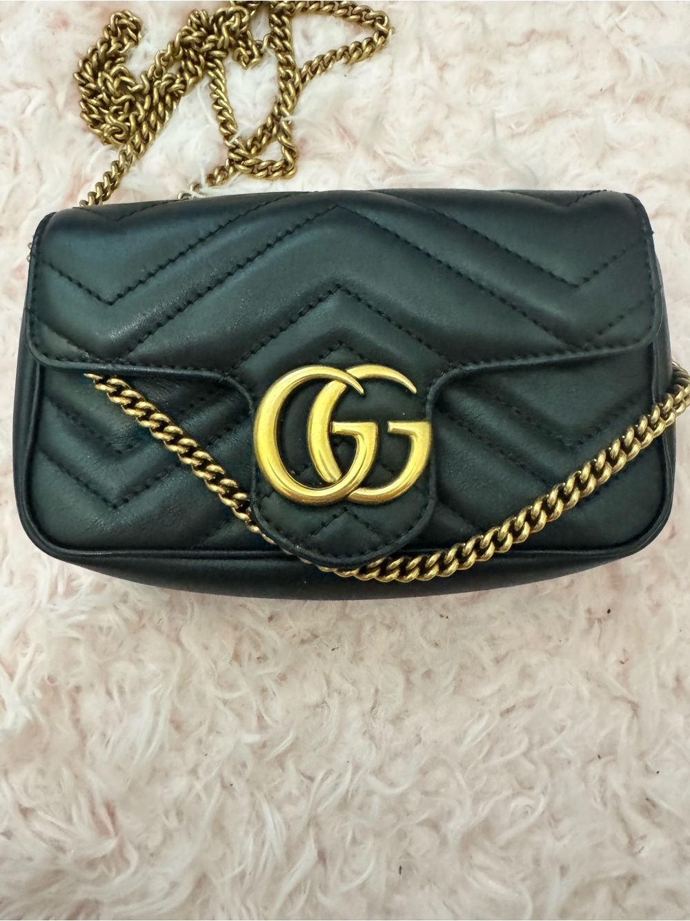 Gucci Black Quilted Crossbody with Gold Double G
